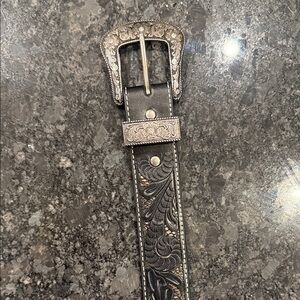 Shyanne Black and Silver Embossed Belt